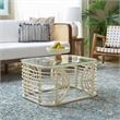 Safavieh Lidiya Rattan Coffee Table  in White / Glass