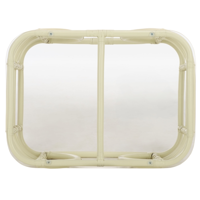 Safavieh Lidiya Rattan Coffee Table  in White / Glass