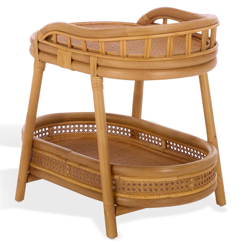 Safavieh Shayleen Rattan Pole and Wood Accent Table  in Natural
