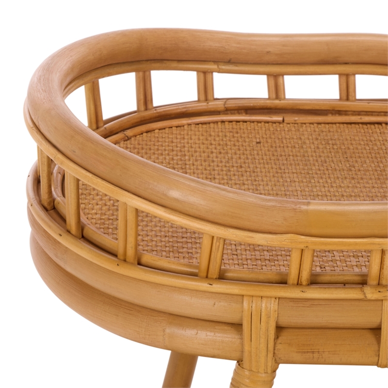 Safavieh Shayleen Rattan Pole and Wood Accent Table  in Natural