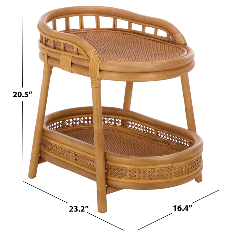 Safavieh Shayleen Rattan Pole and Wood Accent Table  in Natural
