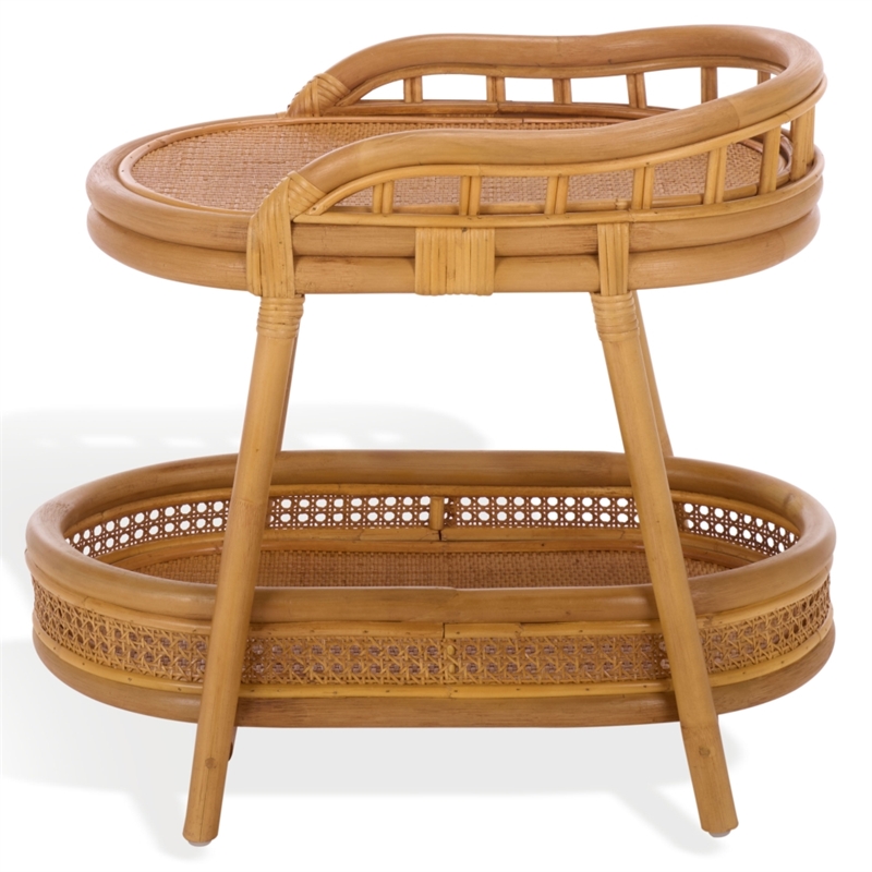 Safavieh Shayleen Rattan Pole and Wood Accent Table  in Natural