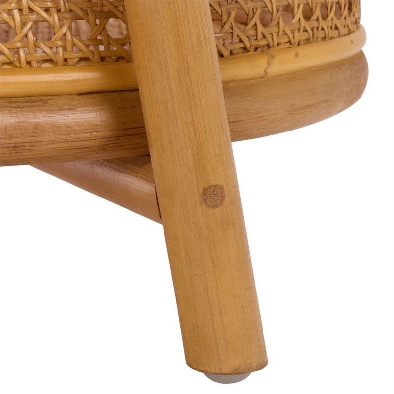 Safavieh Shayleen Rattan Pole and Wood Accent Table  in Natural