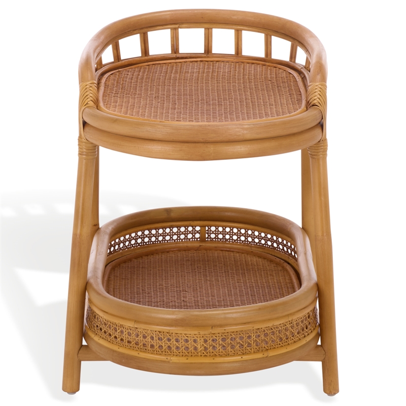 Safavieh Shayleen Rattan Pole and Wood Accent Table  in Natural