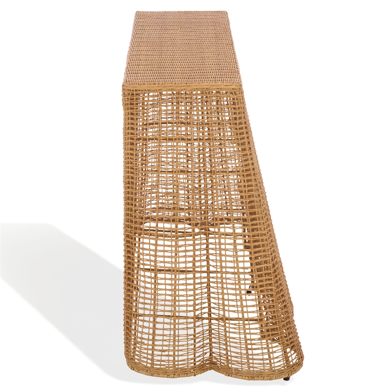 Safavieh Jilliette Rattan and Iron Console Table in Natural
