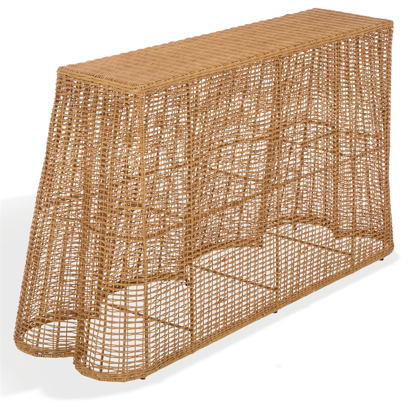 Safavieh Jilliette Rattan and Iron Console Table in Natural