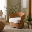 Safavieh Leanna Rattan and Iron Swivel Chair  in Natural / White