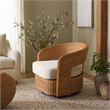 Safavieh Leanna Rattan and Iron Swivel Chair  in Natural / White
