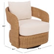 Safavieh Leanna Rattan and Iron Swivel Chair  in Natural / White