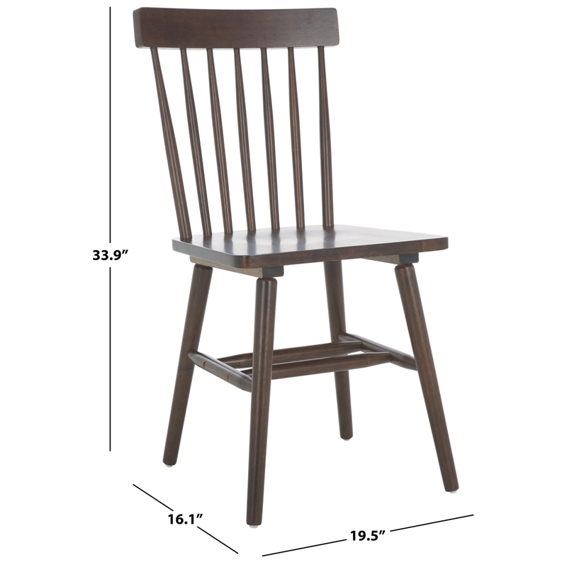 Safavieh Aziel Wood Spindle Dining Chairs in Dark Walnut