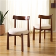 Safavieh Anselm Upholstered Wood and Fabric Dining Chair in White / Walnut