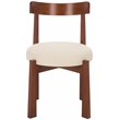 Safavieh Anselm Upholstered Wood and Fabric Dining Chair in White / Walnut