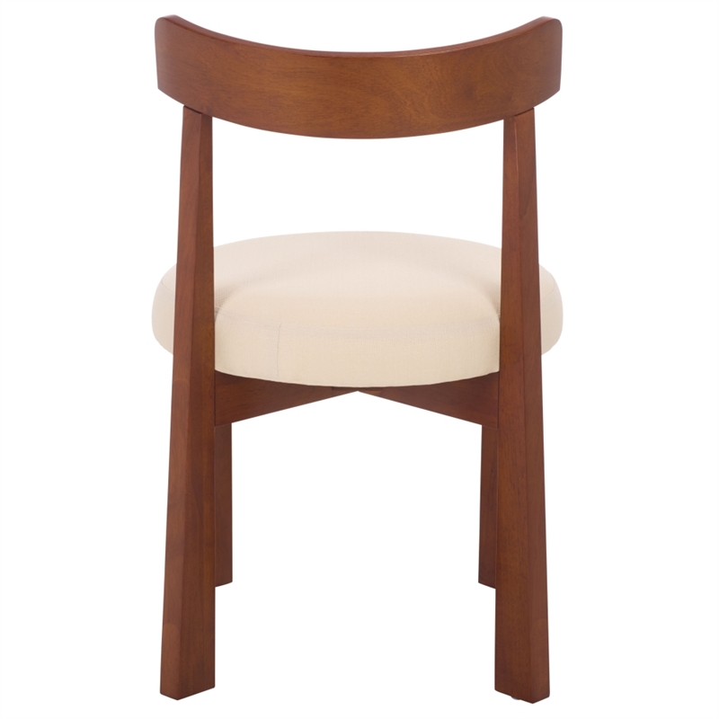 Safavieh Anselm Upholstered Wood and Fabric Dining Chair in White / Walnut