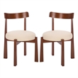 Safavieh Anselm Upholstered Wood and Fabric Dining Chair in White / Walnut