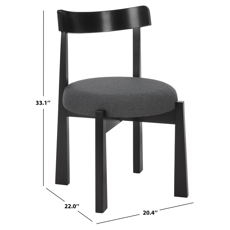 Safavieh Anselm Upholstered Wood and Fabric Dining Chair in Gray / Black
