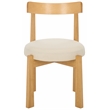 Safavieh Anselm Upholstered Wood and Fabric Dining Chair in White / Light Brown