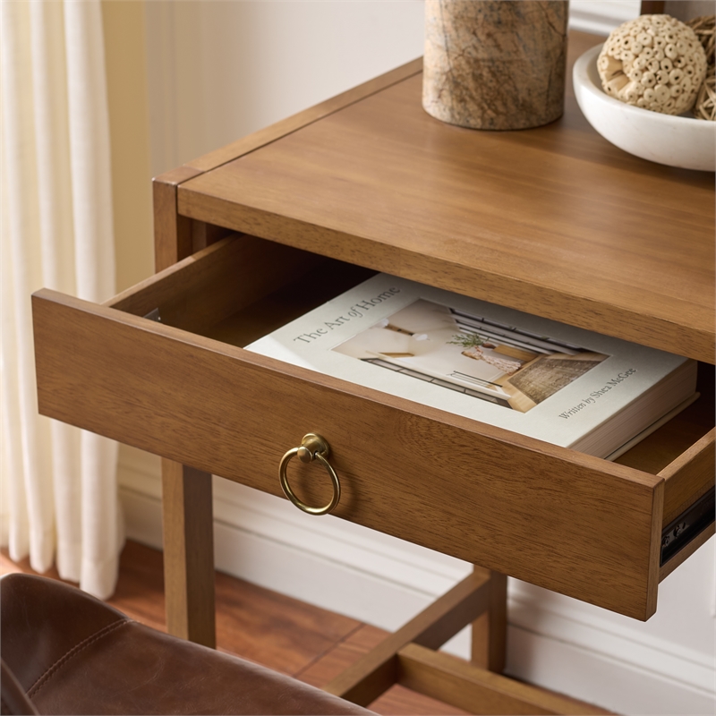 Safavieh Esther 2 Drawer Wood and Metal Desk in Walnut