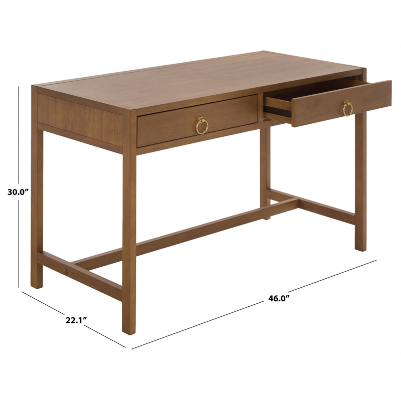 Safavieh Esther 2 Drawer Wood and Metal Desk in Walnut