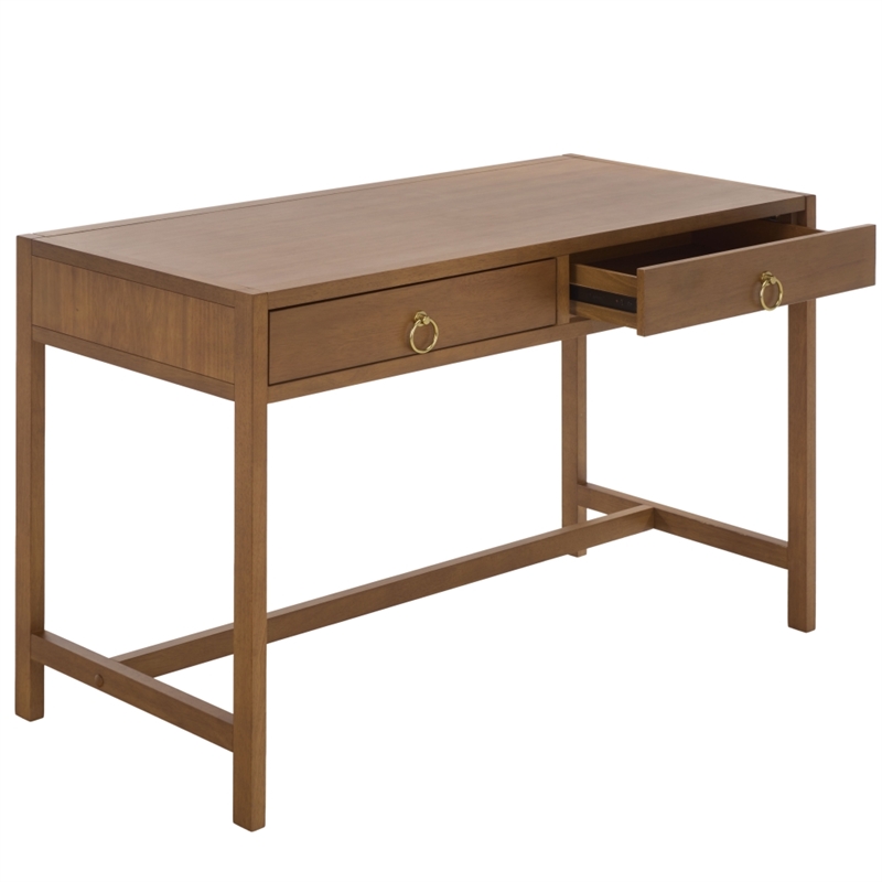 Safavieh Esther 2 Drawer Wood and Metal Desk in Walnut