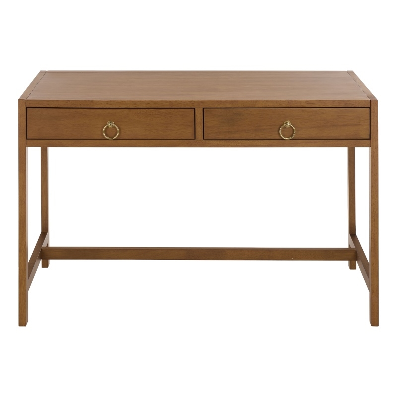 Safavieh Esther 2 Drawer Wood and Metal Desk in Walnut