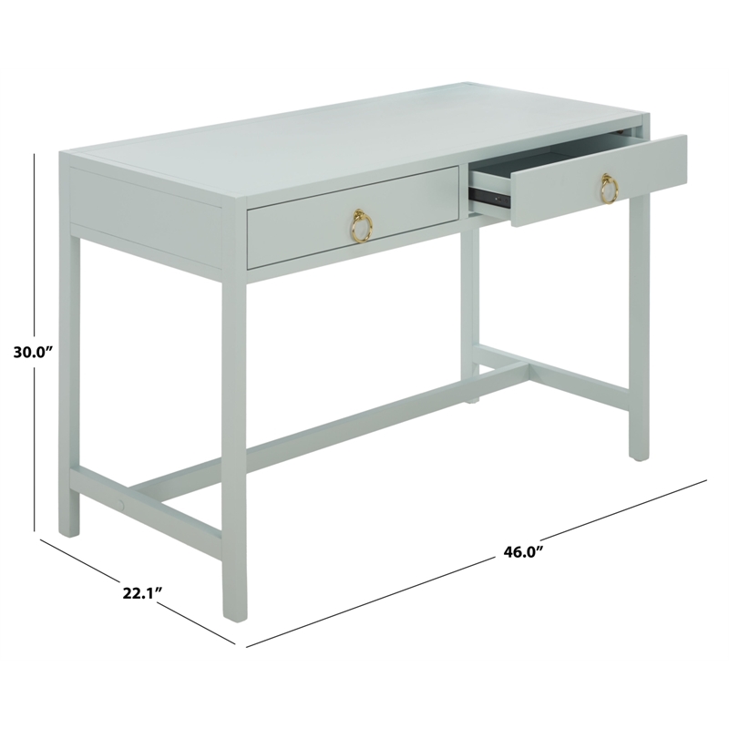 Safavieh Esther 2 Drawer Wood and Metal Desk in Light Blue