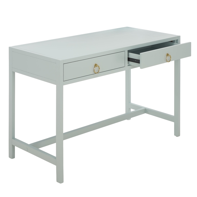 Safavieh Esther 2 Drawer Wood and Metal Desk in Light Blue