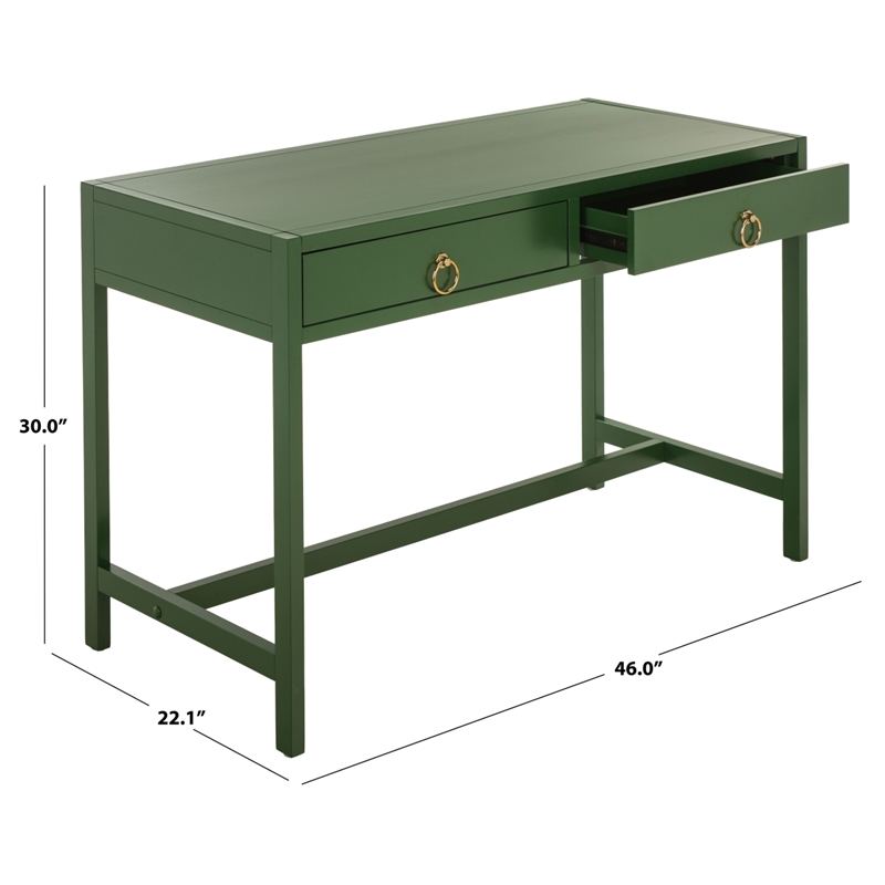 Safavieh Esther 2 Drawer Wood and Metal Desk in Green