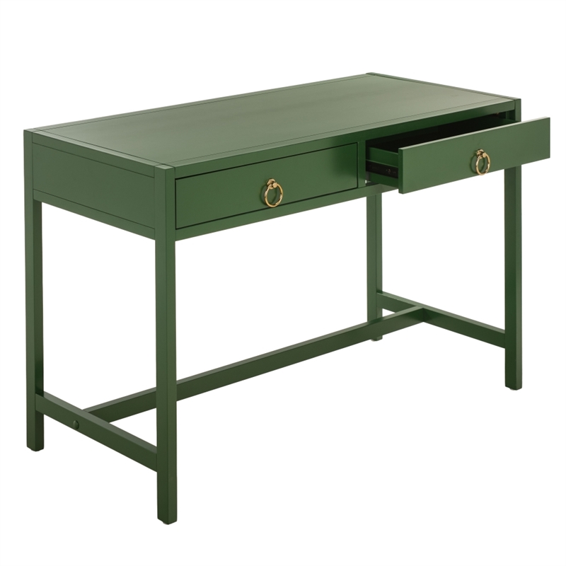 Safavieh Esther 2 Drawer Wood and Metal Desk in Green