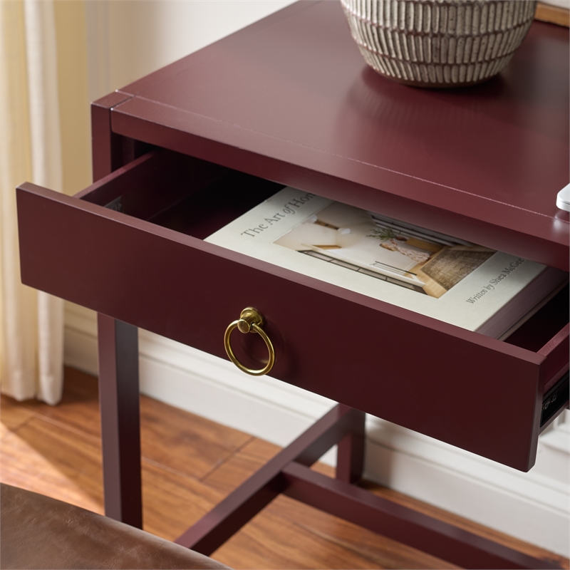 Safavieh Esther 2 Drawer Wood and Metal Desk  in Burgundy