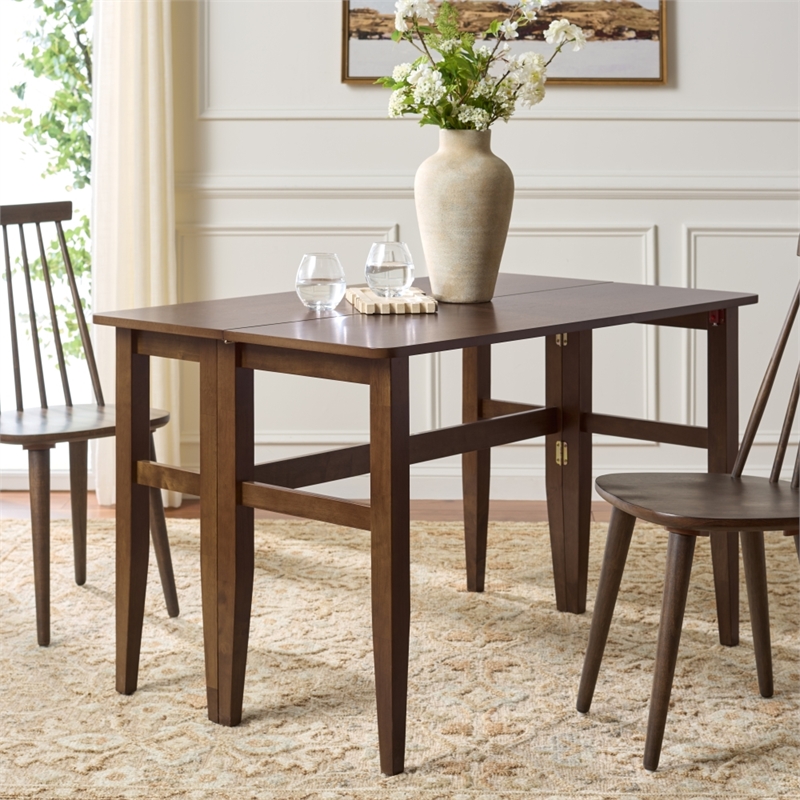 Safavieh Clive Folding Wood Dining Table in Walnut