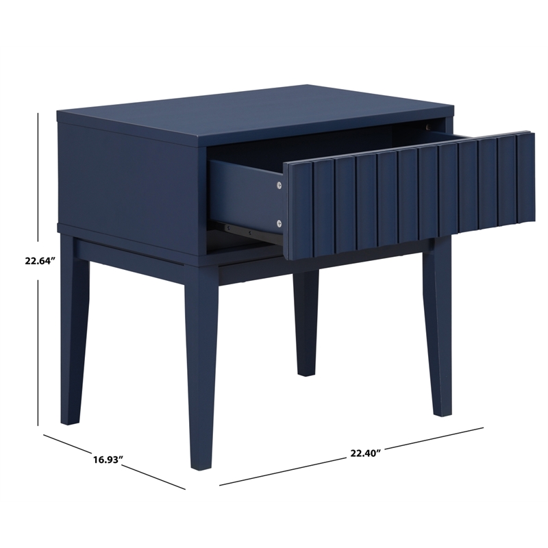 Safavieh Fidia 1 Drawer Wood Nightstand in Navy