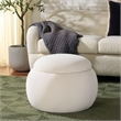 Safavieh Siara Round Wood and Fabric Storage Ottoman  in Cream