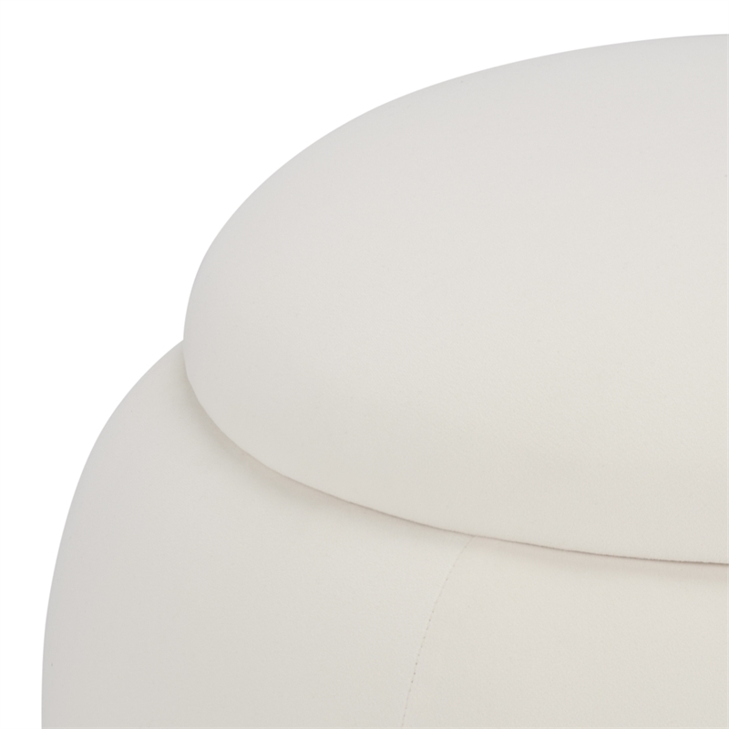 Safavieh Siara Round Wood and Fabric Storage Ottoman  in Cream