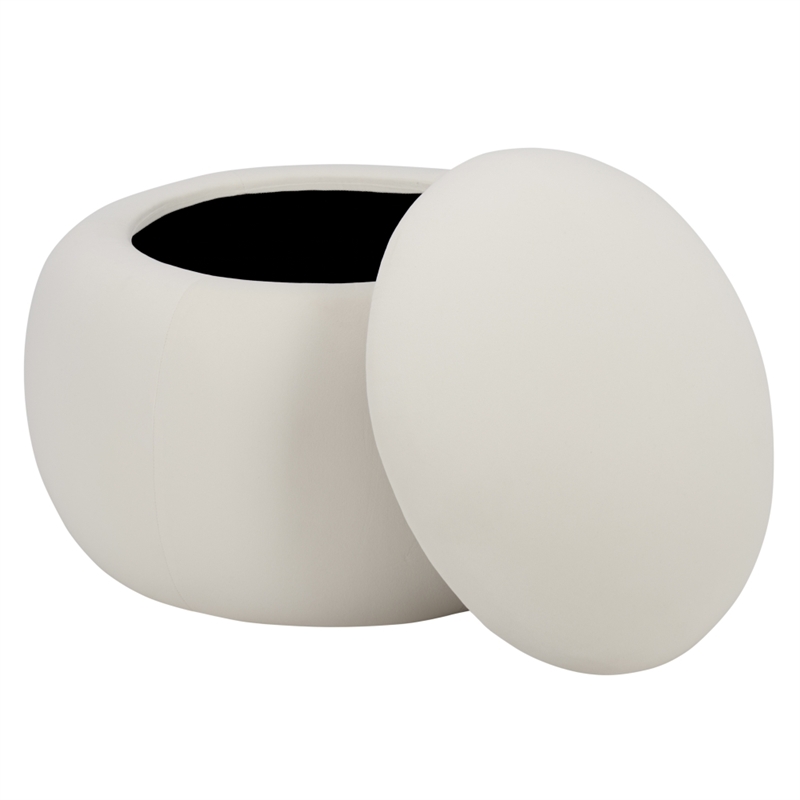 Safavieh Siara Round Wood and Fabric Storage Ottoman  in Cream