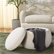 Safavieh Siara Round Wood and Fabric Storage Ottoman  in Cream