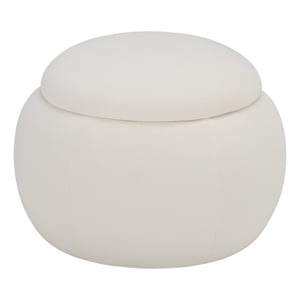 Safavieh Siara Round Wood and Fabric Storage Ottoman  in Cream