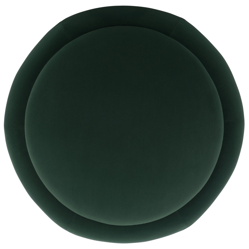 Safavieh Siara Round  Wood and Fabric Storage Ottoman in Green