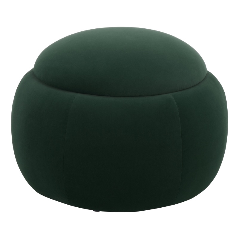 Safavieh Siara Round  Wood and Fabric Storage Ottoman in Green