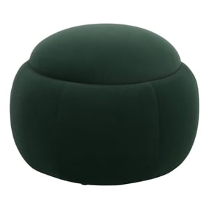 Safavieh Siara Round  Wood and Fabric Storage Ottoman in Green