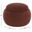Safavieh Siara Round Wood and Fabric Storage Ottoman  in Rust