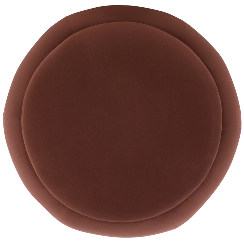 Safavieh Siara Round Wood and Fabric Storage Ottoman  in Rust