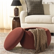 Safavieh Siara Round Wood and Fabric Storage Ottoman  in Rust