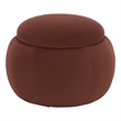 Safavieh Siara Round Wood and Fabric Storage Ottoman  in Rust