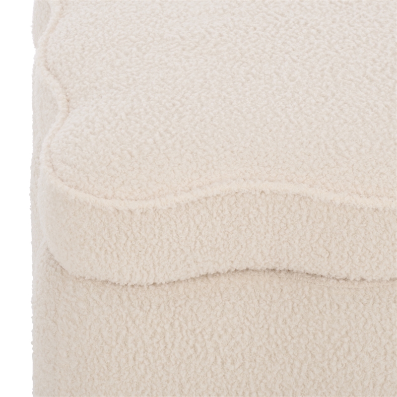 Safavieh Emmie Square Wood and Fabric Storage Ottoman  in Cream