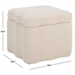 Safavieh Emmie Square Wood and Fabric Storage Ottoman  in Cream
