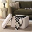Safavieh Emmie Square Wood and Fabric Storage Ottoman  in Cream