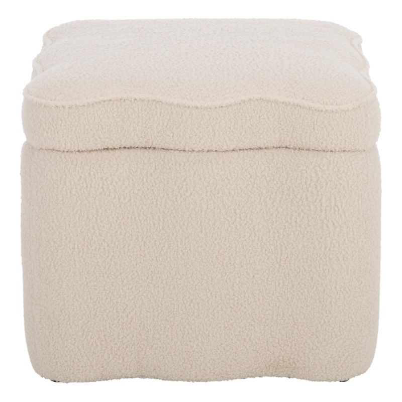 Safavieh Emmie Square Wood and Fabric Storage Ottoman  in Cream