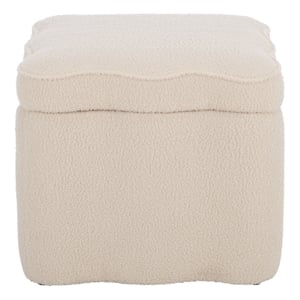 Safavieh Emmie Square Wood and Fabric Storage Ottoman  in Cream