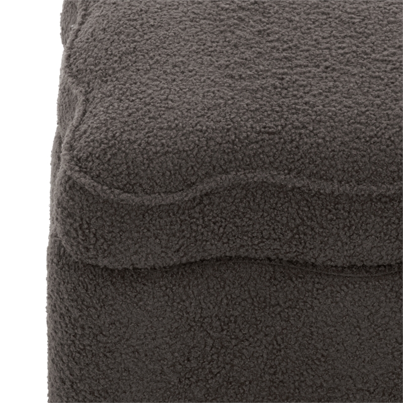 Safavieh Emmie Square Wood and Fabric Storage Ottoman in Brown
