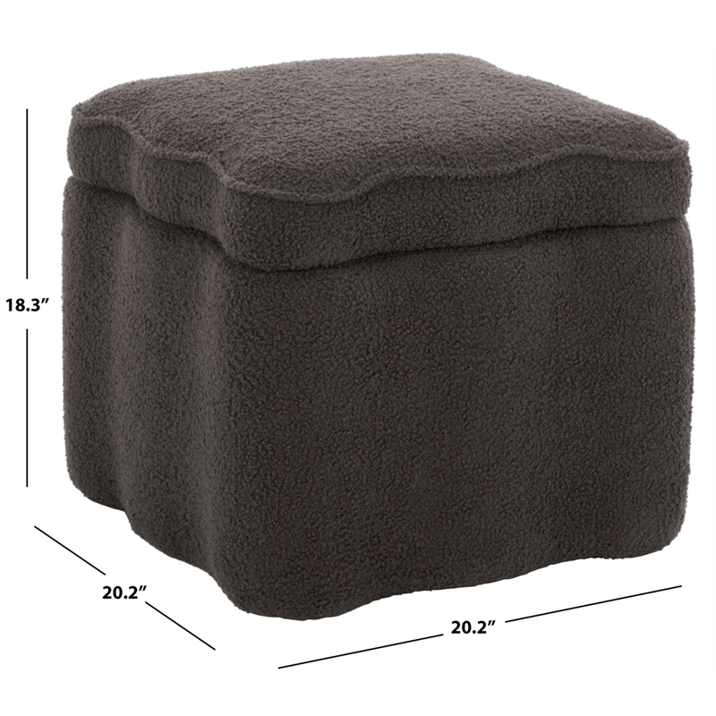 Safavieh Emmie Square Wood and Fabric Storage Ottoman in Brown